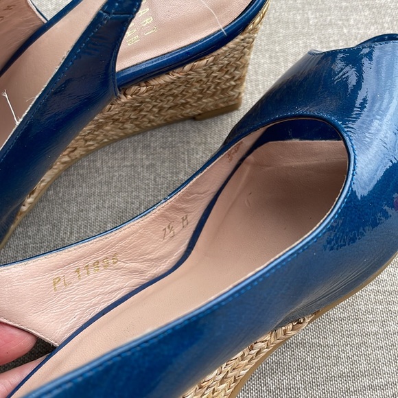Wedge, Stuart Weitzman, royal blue patent,espadrille heel,worn once,size 7 1/2, - Picture 6 of 6